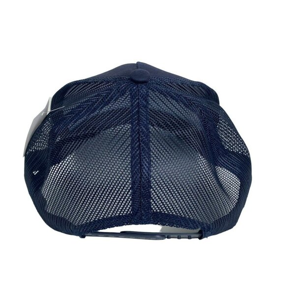 Bass Pro Shops Navy Blue Printed Logo Trucker Mesh Hat Snapback Closure NEW - Picture 3 of 9